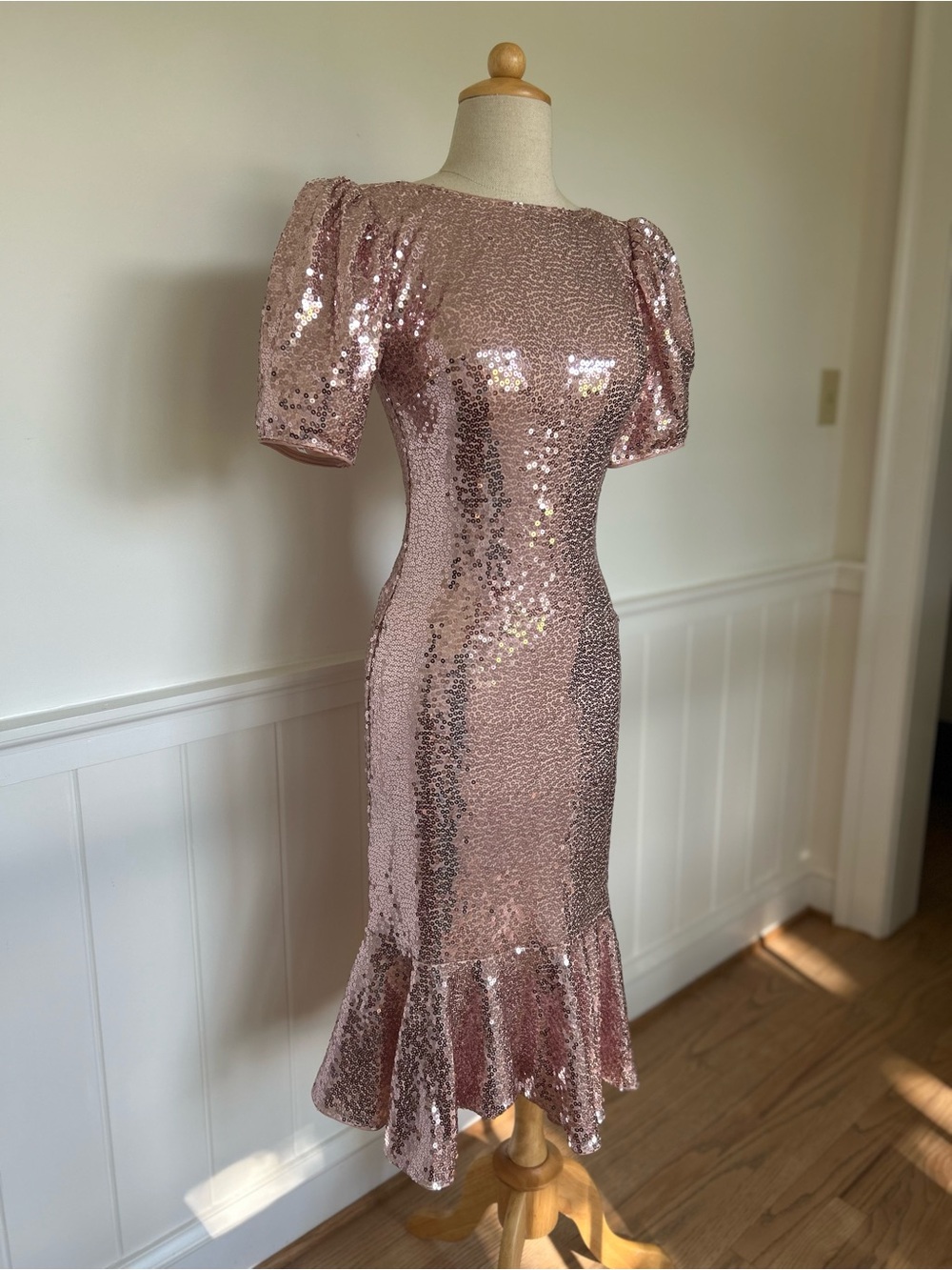 Elegant Pink Sequin Midi Dress by Jovani